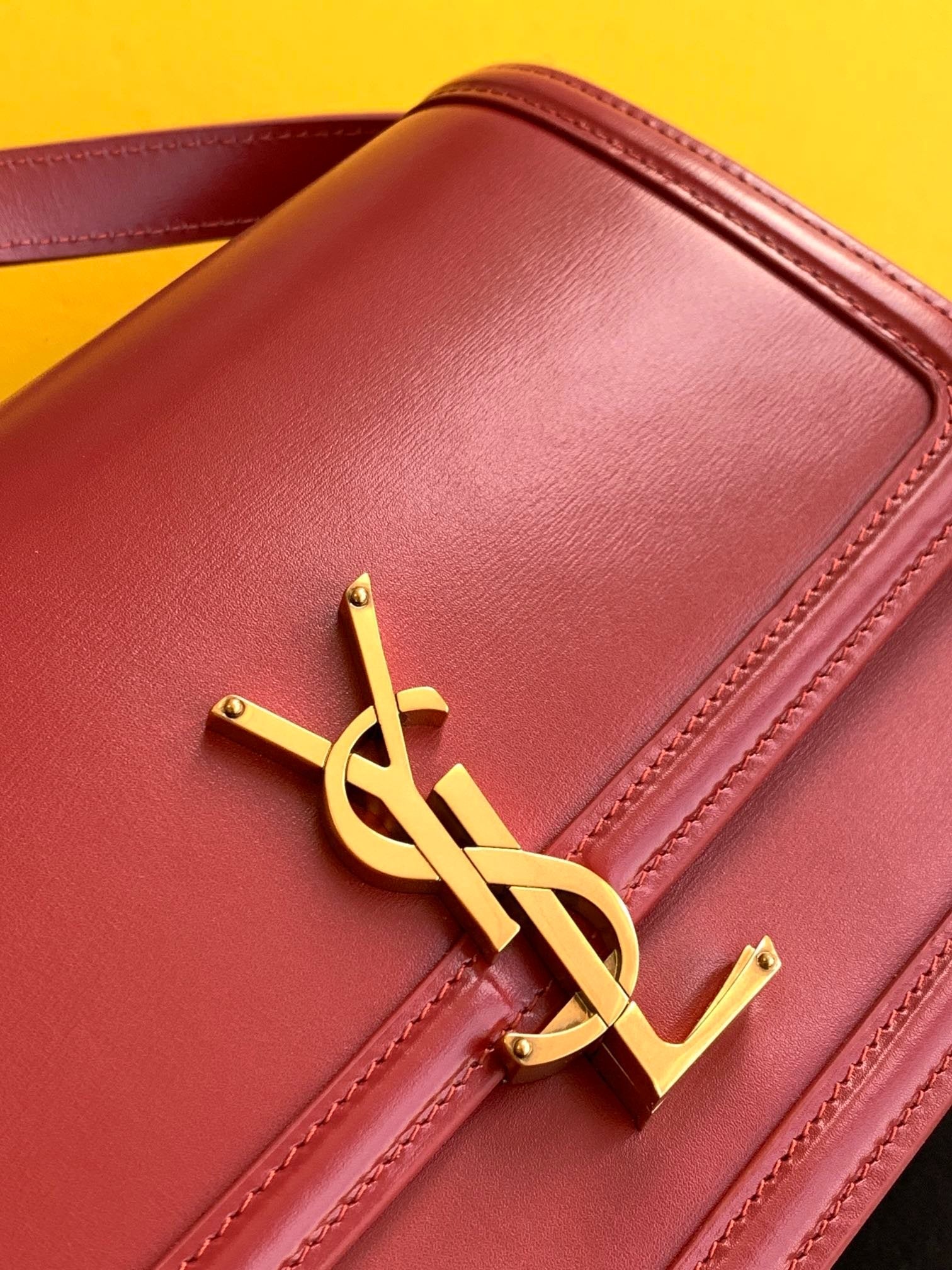 GLAMI Solferino MeGLAMIum Satchel Bag In Box Red With Gold Hardware For Women 9in/23cm YSL 6343050SX0W6805