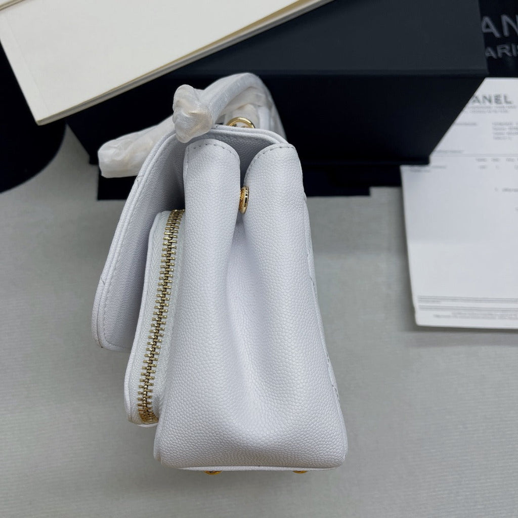 CHLMini GlamIap Bag Top Handle White For Women 7.5in/19cm