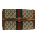 GUCCI Web Sherry Line GG Canvas Clutch Bag PVC Leather Beige Green 40002