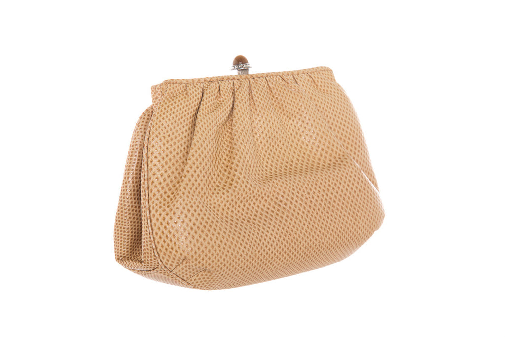 Judith Leiber Vintage Tan Embossed Croc Evening Bag