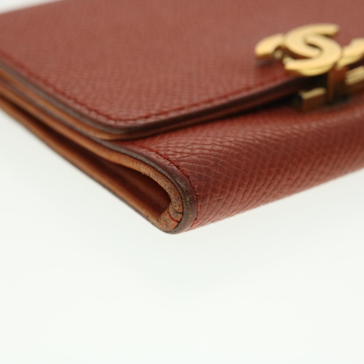 CHANEL Coin Purse Caviar Skin Red CC 40052