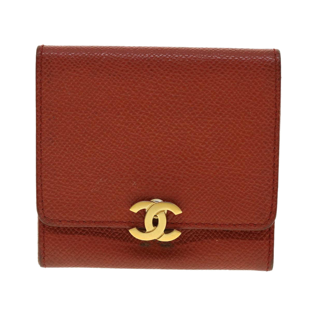CHANEL Coin Purse Caviar Skin Red CC 40052