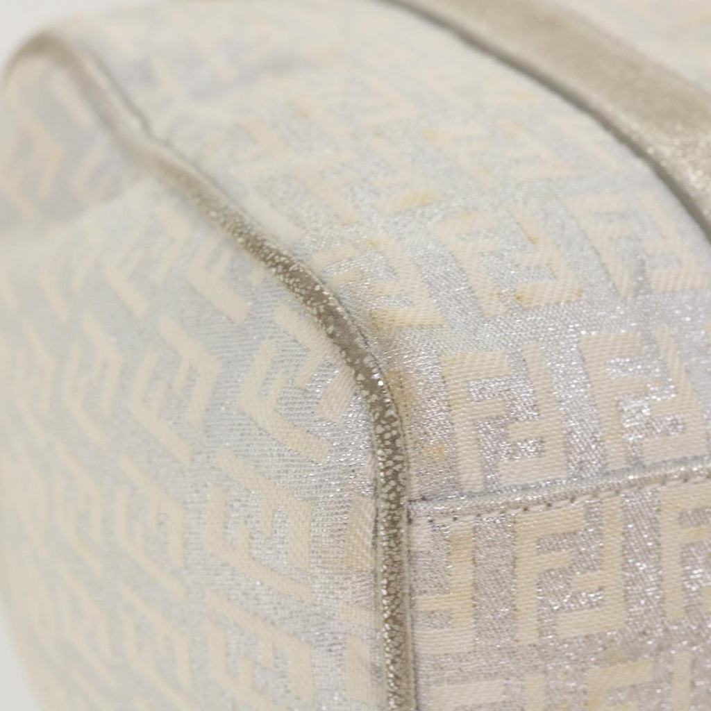 FENDI Zucchino Canvas Hand Bag Silver 40060