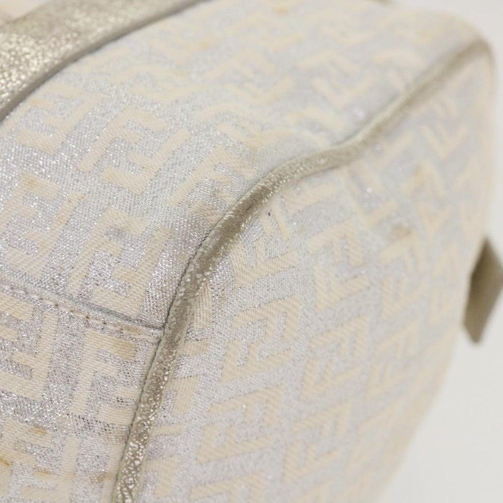 FENDI Zucchino Canvas Hand Bag Silver 40060