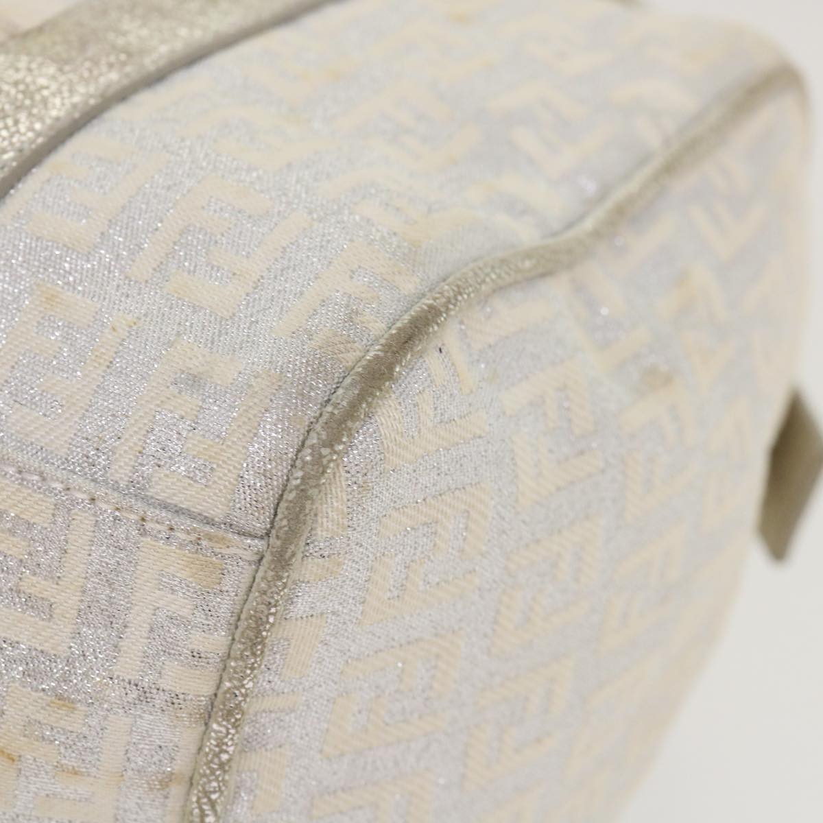 FENDI Zucchino Canvas Hand Bag Silver 40060