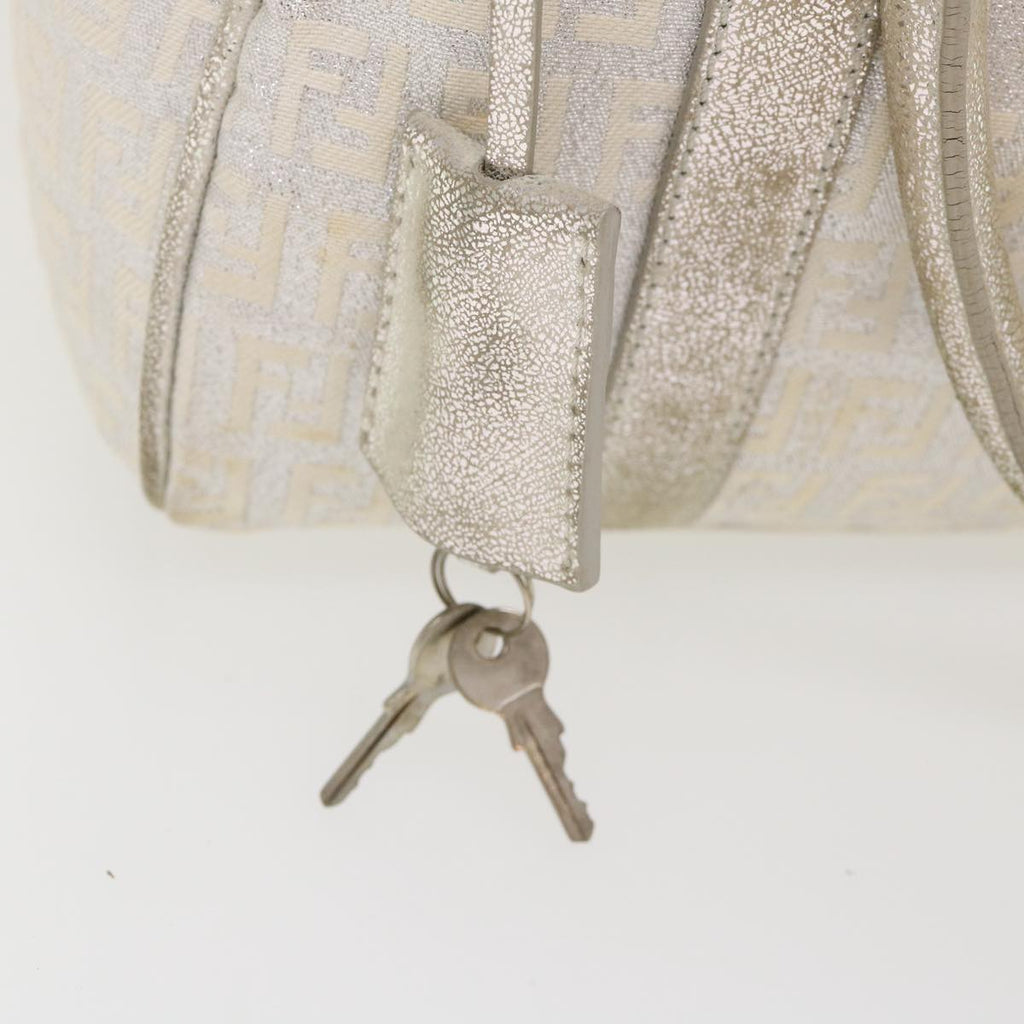 FENDI Zucchino Canvas Hand Bag Silver 40060