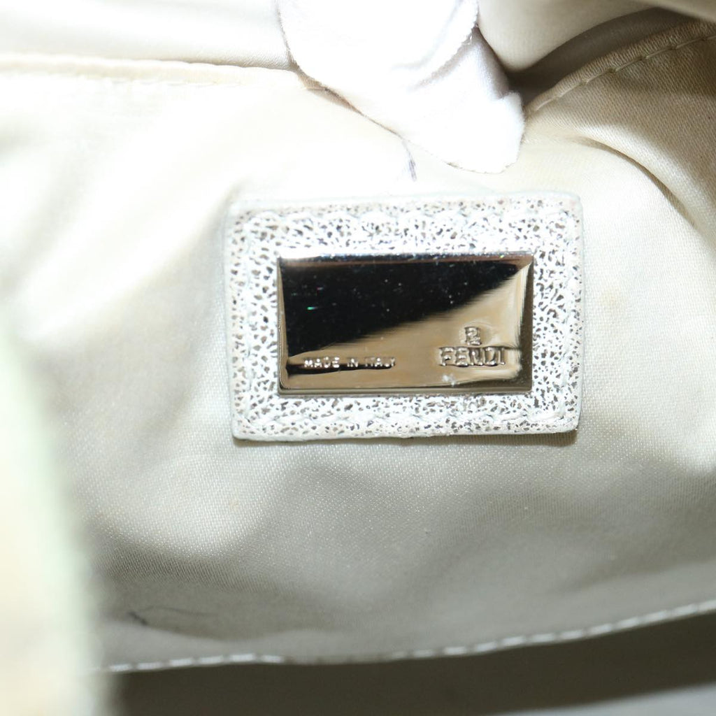 FENDI Zucchino Canvas Hand Bag Silver 40060