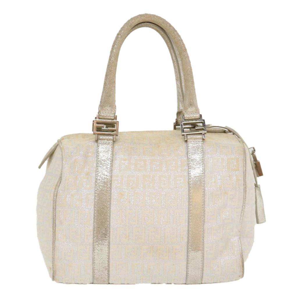 FENDI Zucchino Canvas Hand Bag Silver 40060