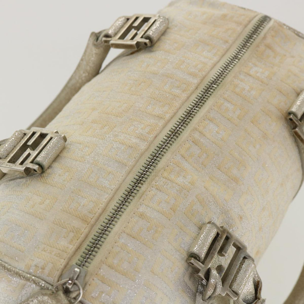 FENDI Zucchino Canvas Hand Bag Silver 40060