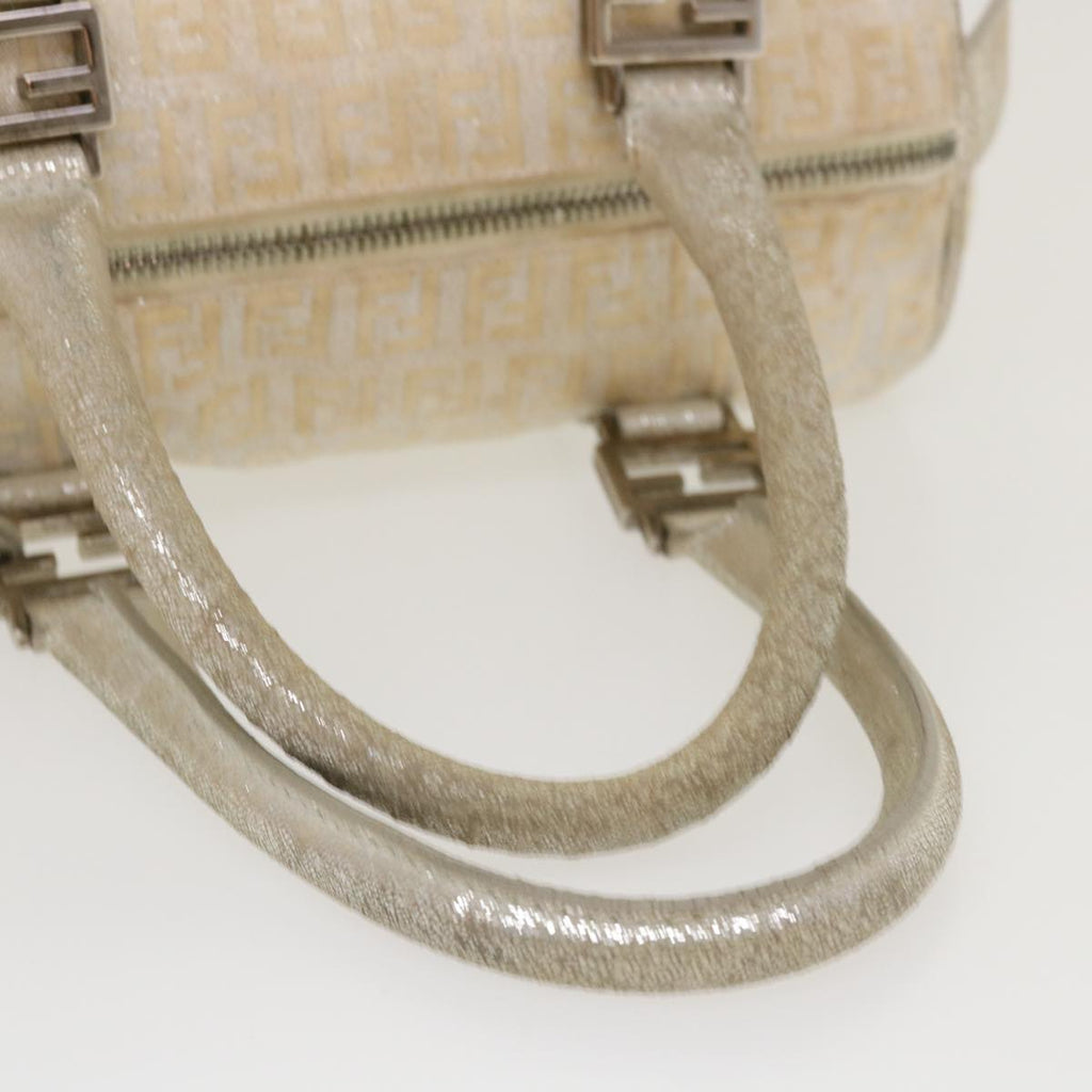 FENDI Zucchino Canvas Hand Bag Silver 40060