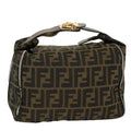 FENDI Zucca Canvas Hand Bag Nylon Brown Black 40062