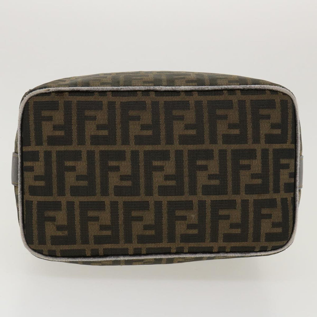 FENDI Zucca Canvas Hand Bag Nylon Brown Black 40062