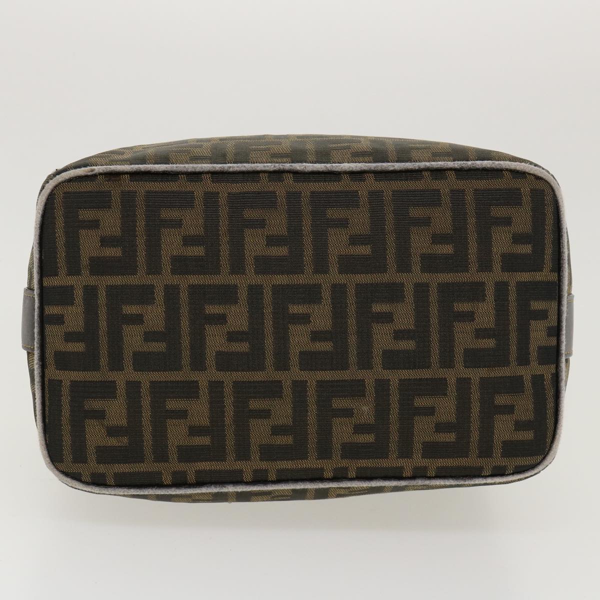 FENDI Zucca Canvas Hand Bag Nylon Brown Black 40062