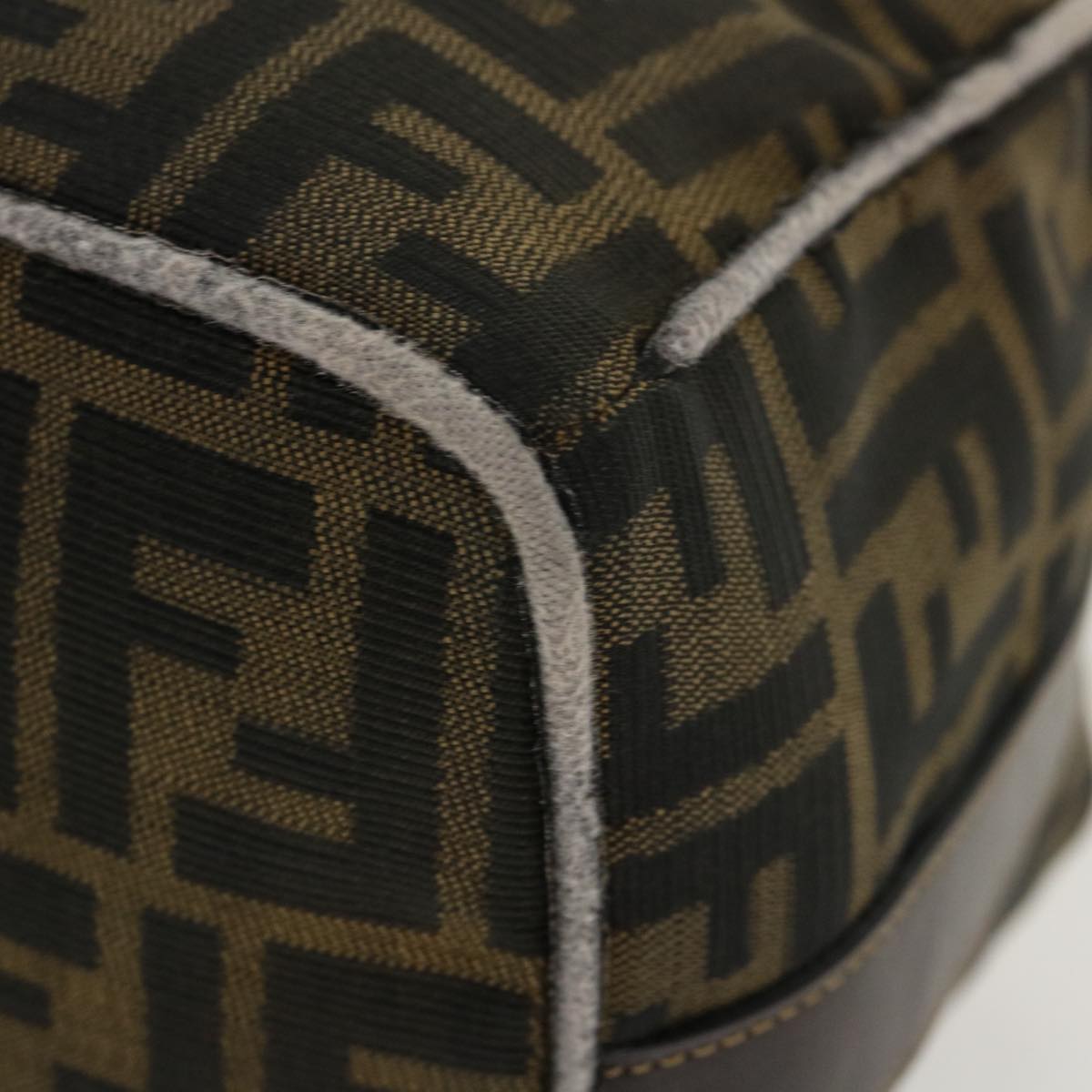 FENDI Zucca Canvas Hand Bag Nylon Brown Black 40062