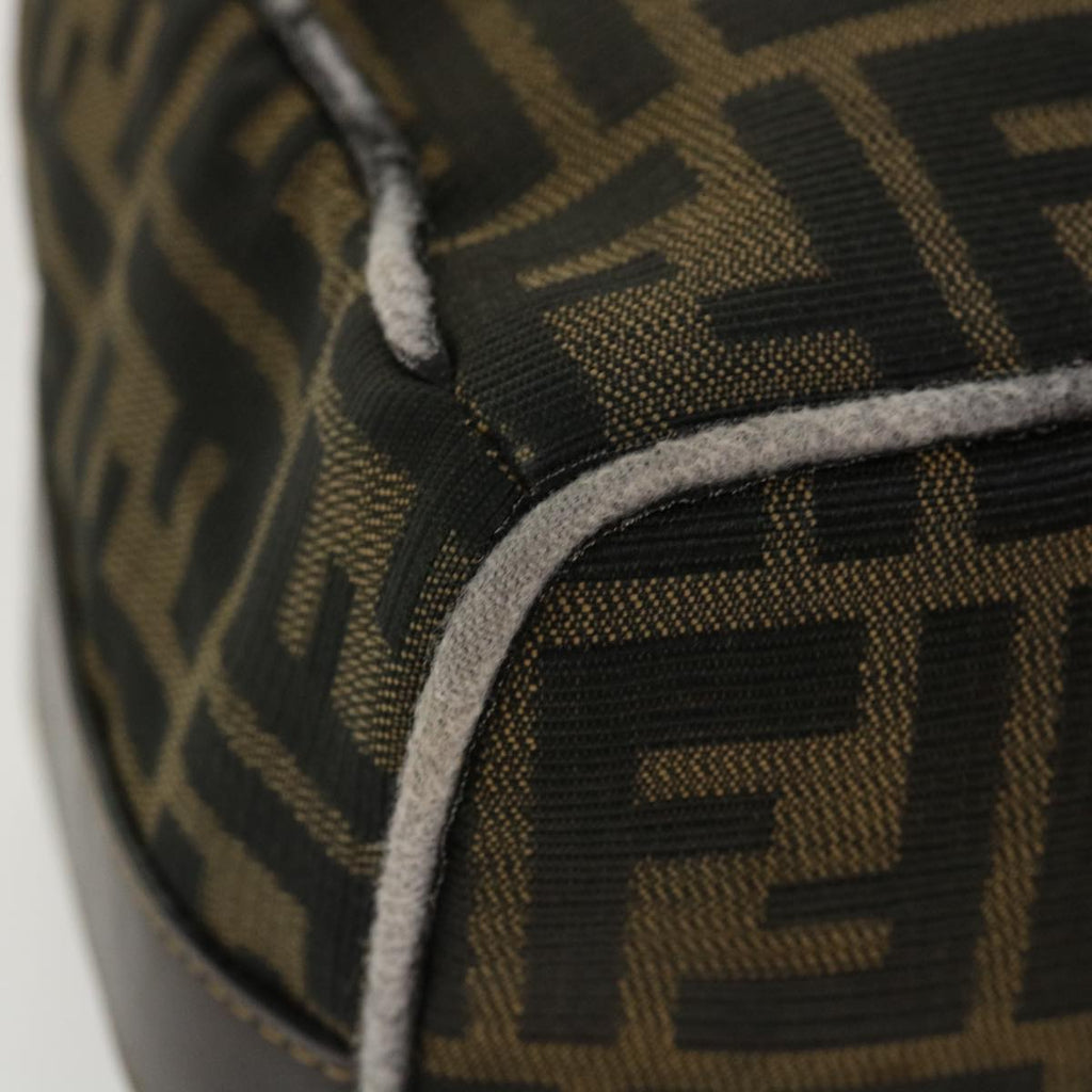 FENDI Zucca Canvas Hand Bag Nylon Brown Black 40062