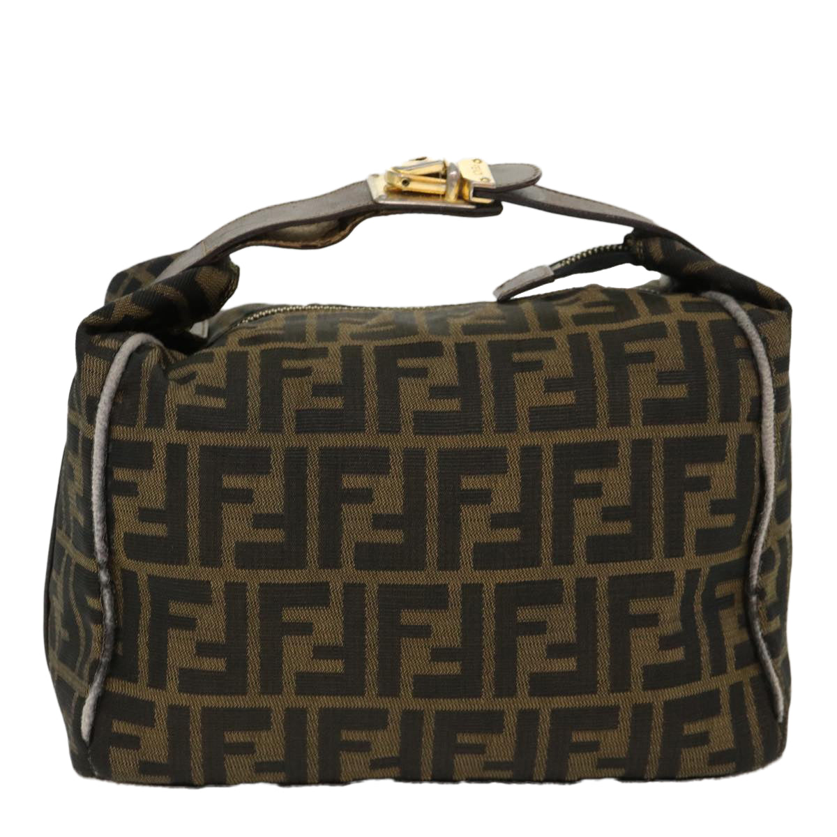 FENDI Zucca Canvas Hand Bag Nylon Brown Black 40062
