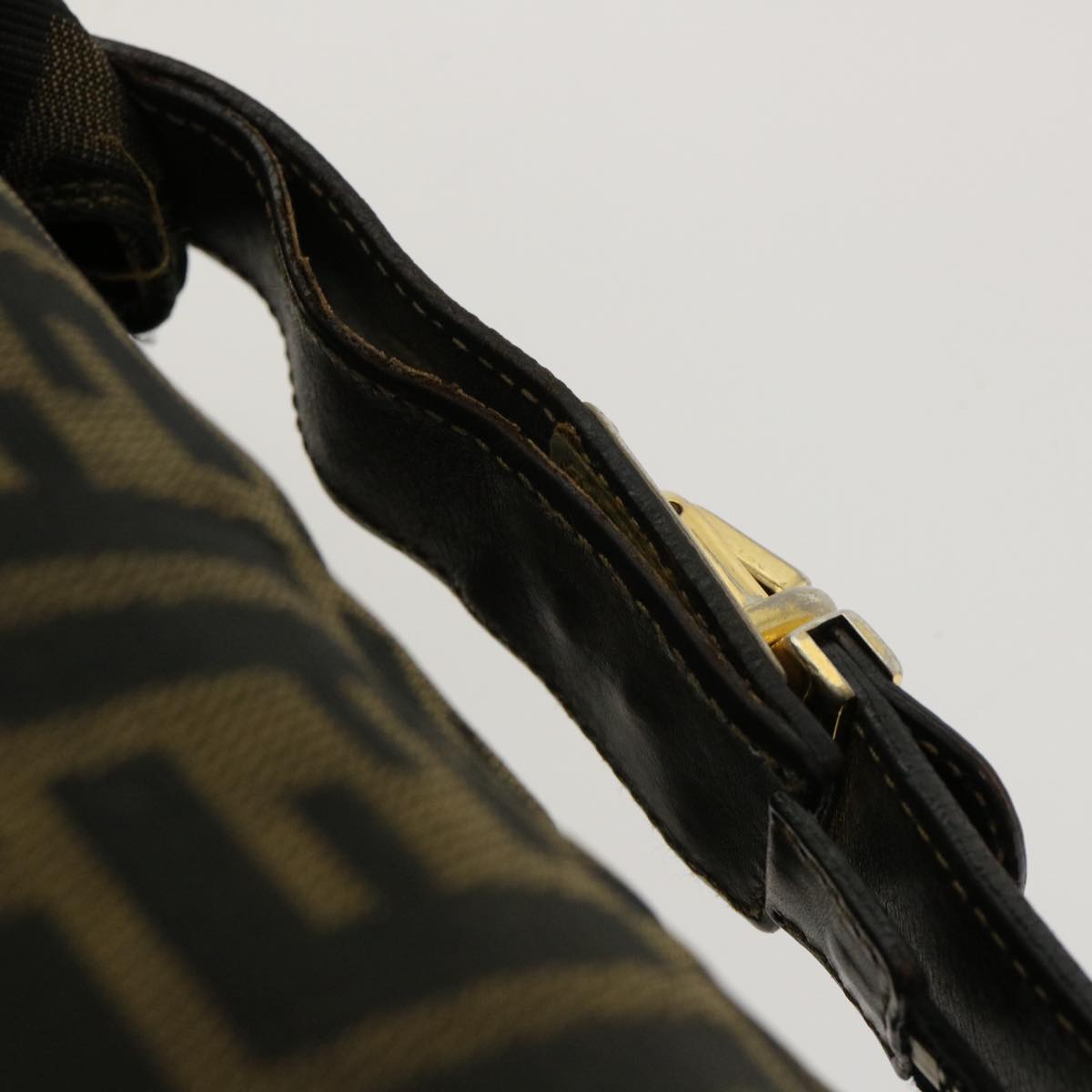 FENDI Zucca Canvas Hand Bag Nylon Brown Black 40062