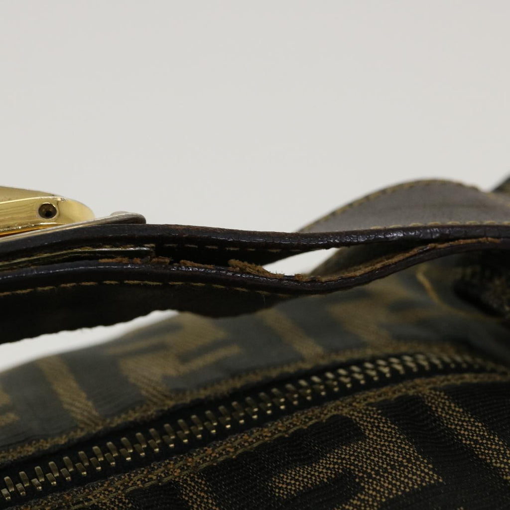 FENDI Zucca Canvas Hand Bag Nylon Brown Black 40062