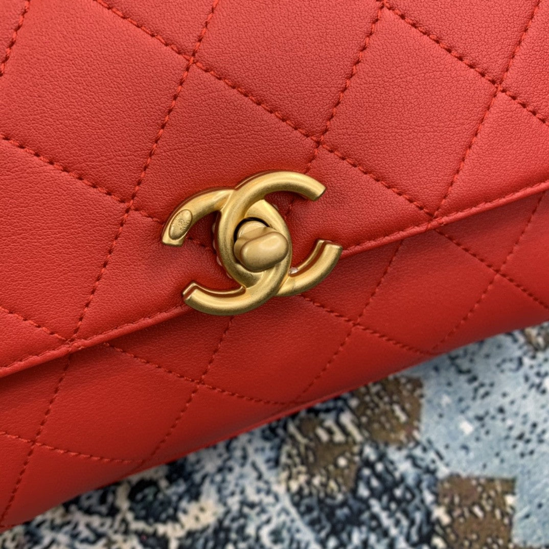 CHLSmall GlamIap Bag With Top Handle Gold Hardware Red For Women Handbags, Shoulder Bags 7.9in/20cm AS2059