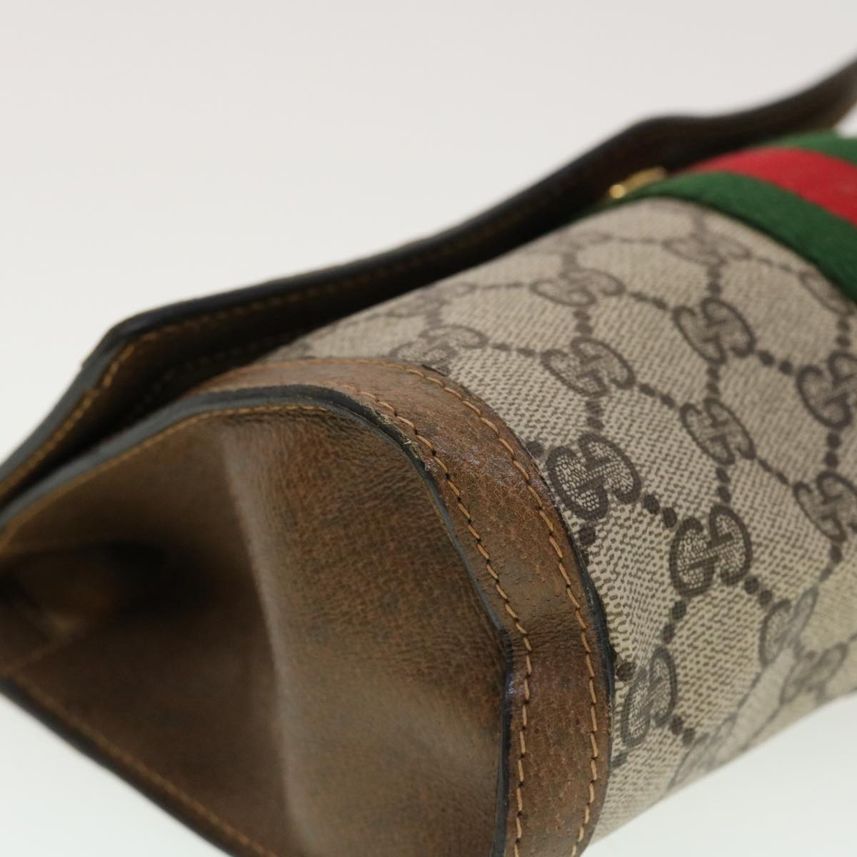 GUCCI GG Canvas Web Sherry Line Clutch Bag Beige Red 41014308725 40097