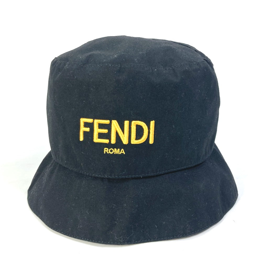 FENDI hat FXQ790 cotton black Hat Hat Bucket Hat Bob Hat logo fisherman hat mens 60 Used