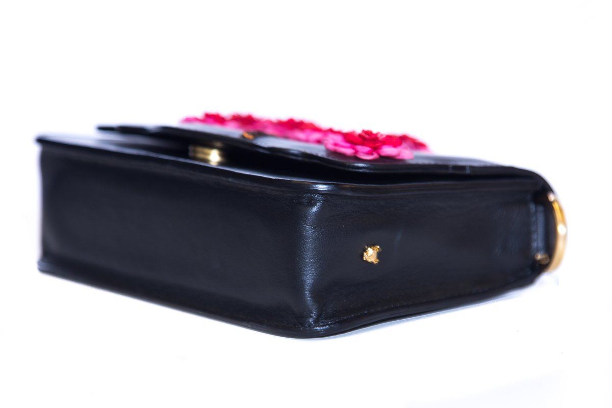 Thale Blanc Black Leather Embellished Audreyette Mini Shoulder Bag