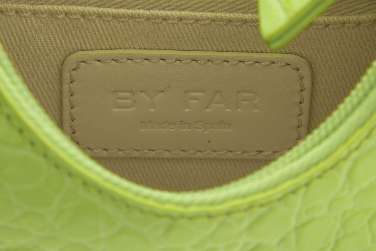 By Far "Amber" Lime  Embossed Croc Leather Handbag