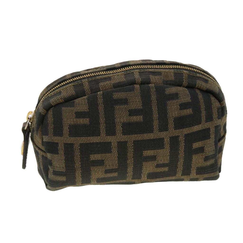 FENDI Zucca Canvas Pouch Black Brown 40210