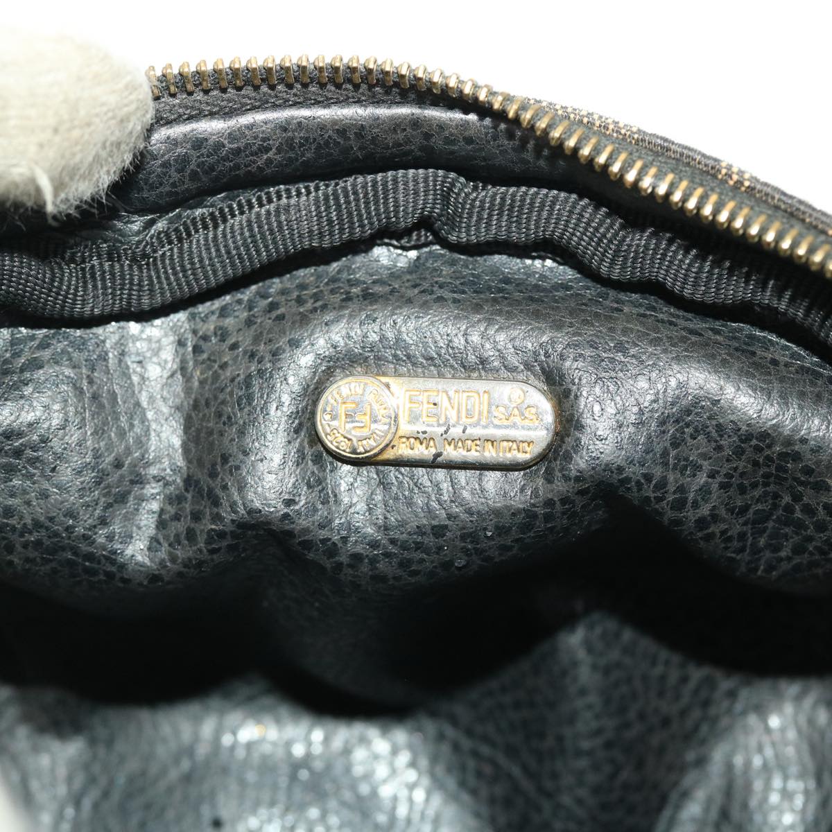 FENDI Zucca Canvas Pouch Black Brown 40210