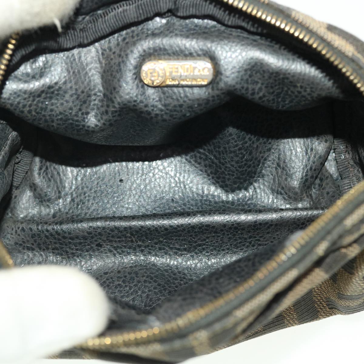 FENDI Zucca Canvas Pouch Black Brown 40210