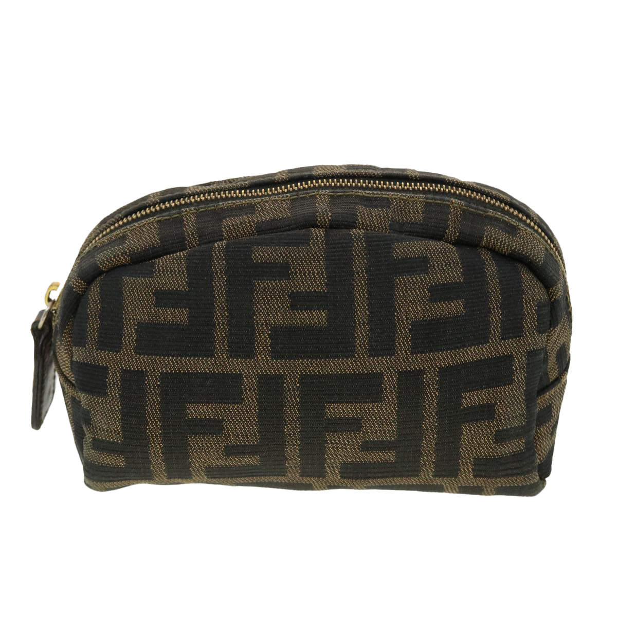 FENDI Zucca Canvas Pouch Black Brown 40210