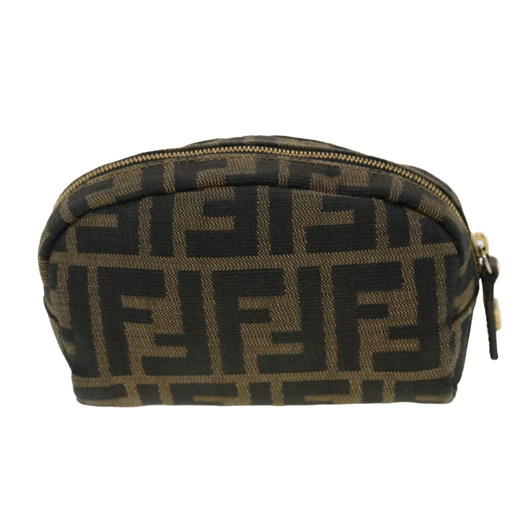 FENDI Zucca Canvas Pouch Black Brown 40210