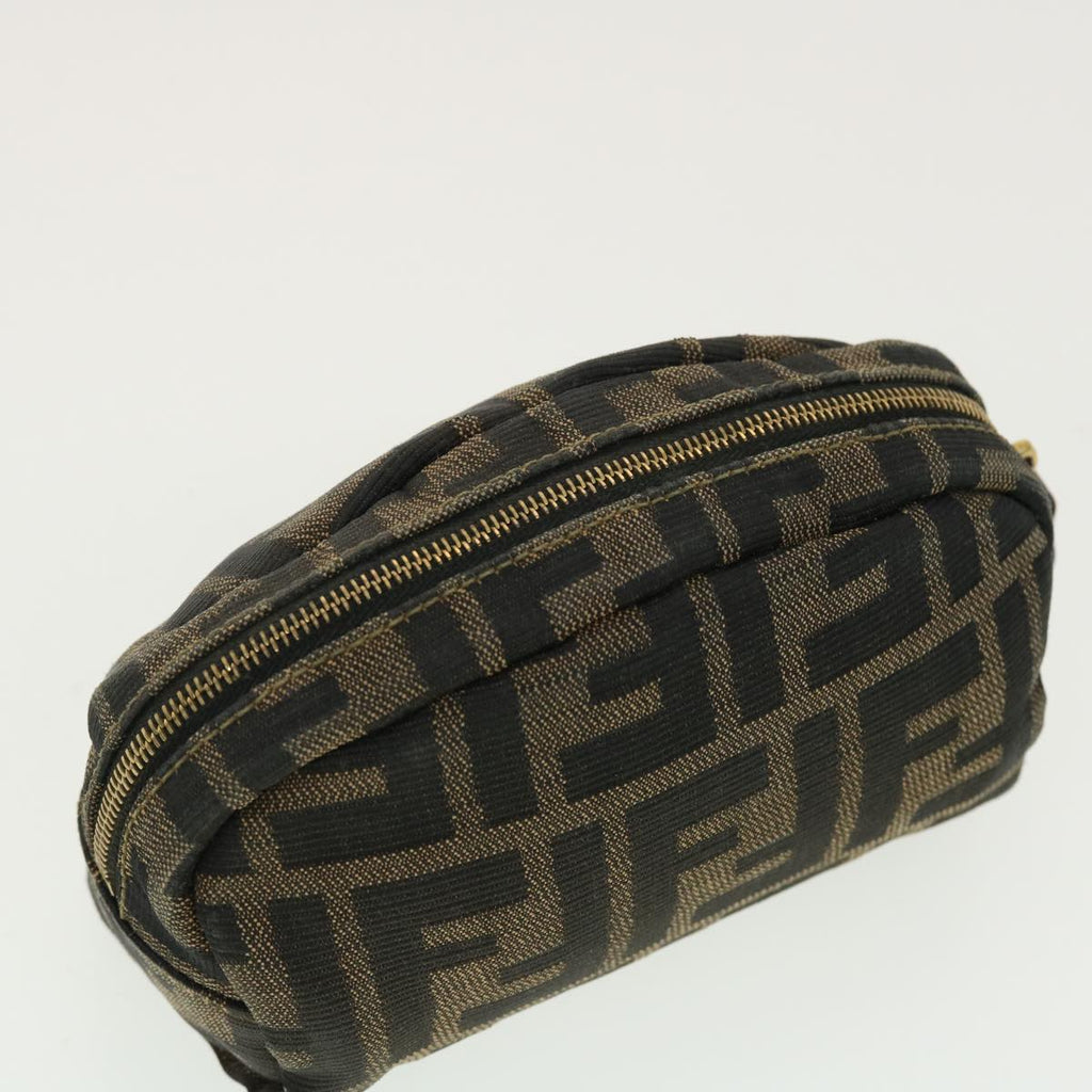FENDI Zucca Canvas Pouch Black Brown 40210
