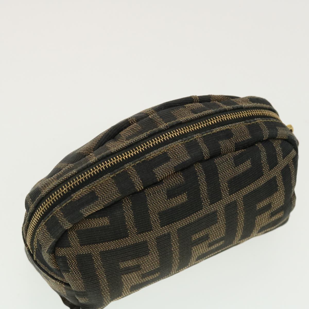FENDI Zucca Canvas Pouch Black Brown 40210