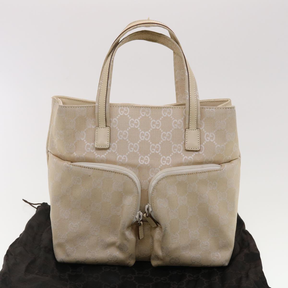 GUCCI GG Canvas Hand Bag Beige 40282