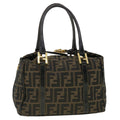 FENDI Zucca Canvas Hand Bag Black Brown 40339