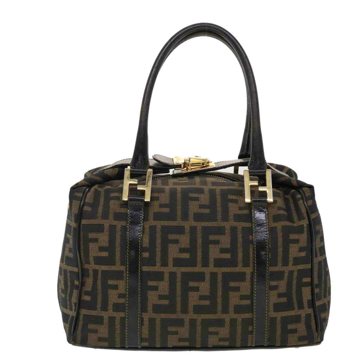 FENDI Zucca Canvas Hand Bag Black Brown 40339