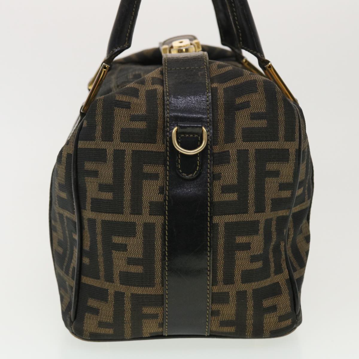 FENDI Zucca Canvas Hand Bag Black Brown 40339