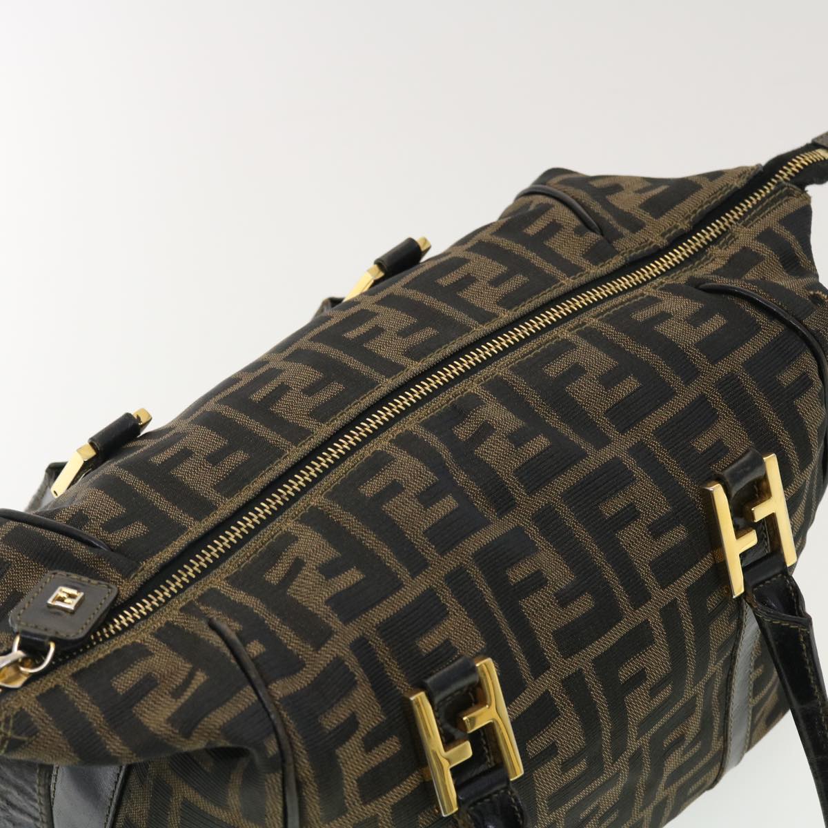 FENDI Zucca Canvas Hand Bag Black Brown 40339