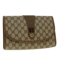 GUCCI GG Canvas Web Sherry Line Clutch Bag Beige Red Green 89.01.030 40342