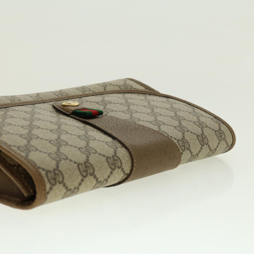 GUCCI GG Canvas Web Sherry Line Clutch Bag Beige Red Green 89.01.030 40342