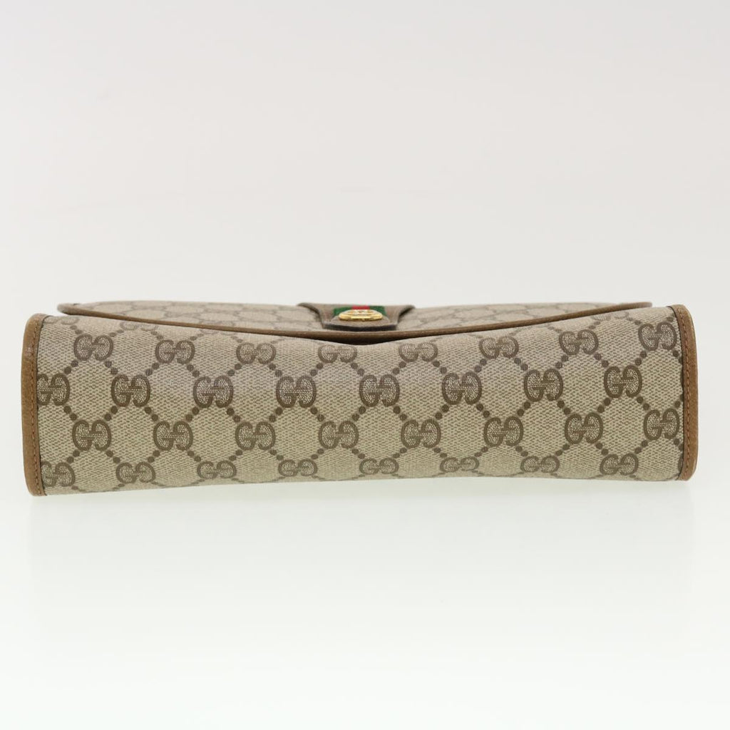 GUCCI GG Canvas Web Sherry Line Clutch Bag Beige Red Green 89.01.030 40342