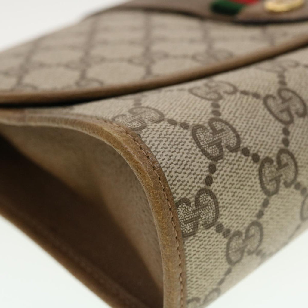 GUCCI GG Canvas Web Sherry Line Clutch Bag Beige Red Green 89.01.030 40342