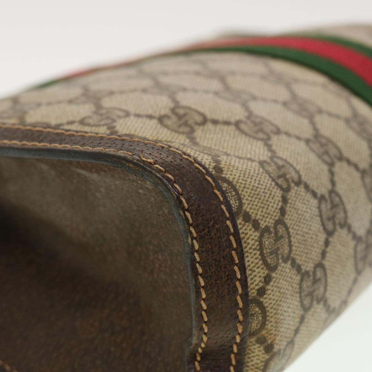 GUCCI GG Canvas Web Sherry Line Clutch Bag Beige Red 41.014.3087.30 40343