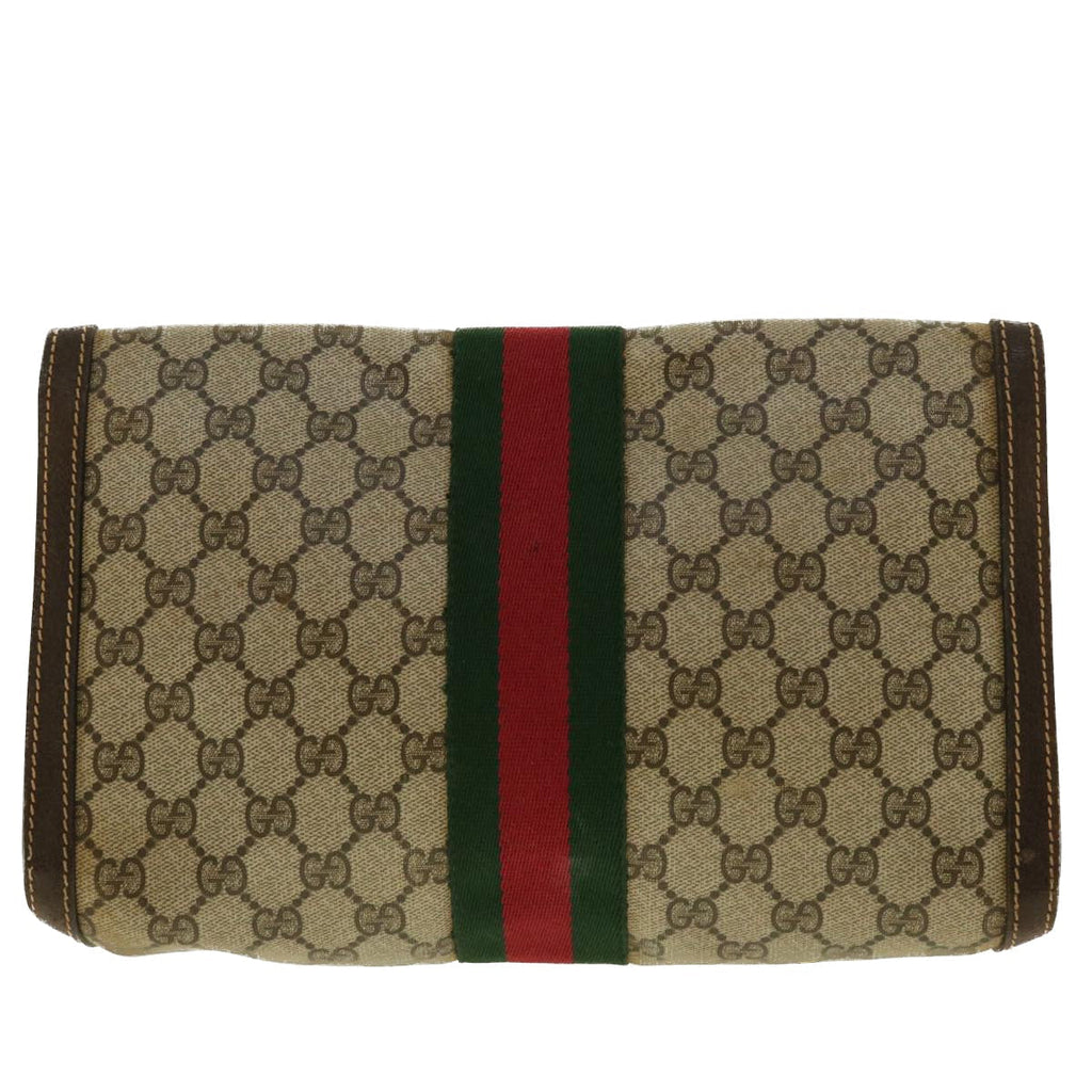 GUCCI GG Canvas Web Sherry Line Clutch Bag Beige Red 41.014.3087.30 40343