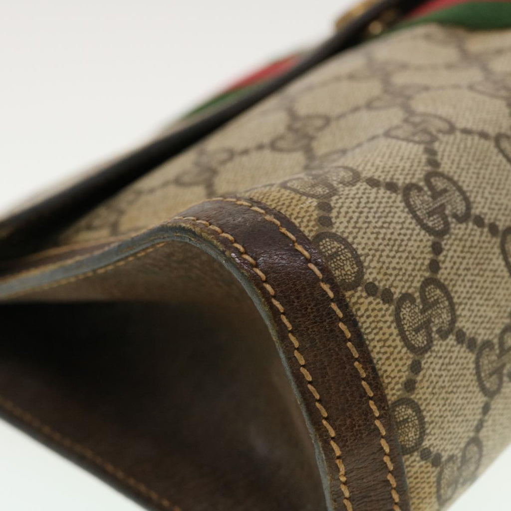 GUCCI GG Canvas Web Sherry Line Clutch Bag Beige Red 41.014.3087.30 40343