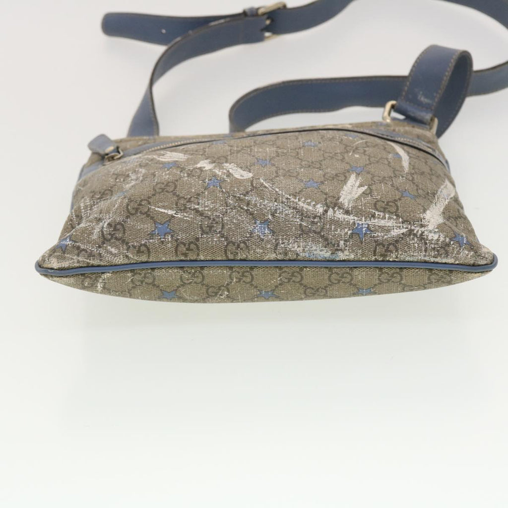 GUCCI GG Implementation Shoulder Bag PVC Leather Beige Blue 295257 40344