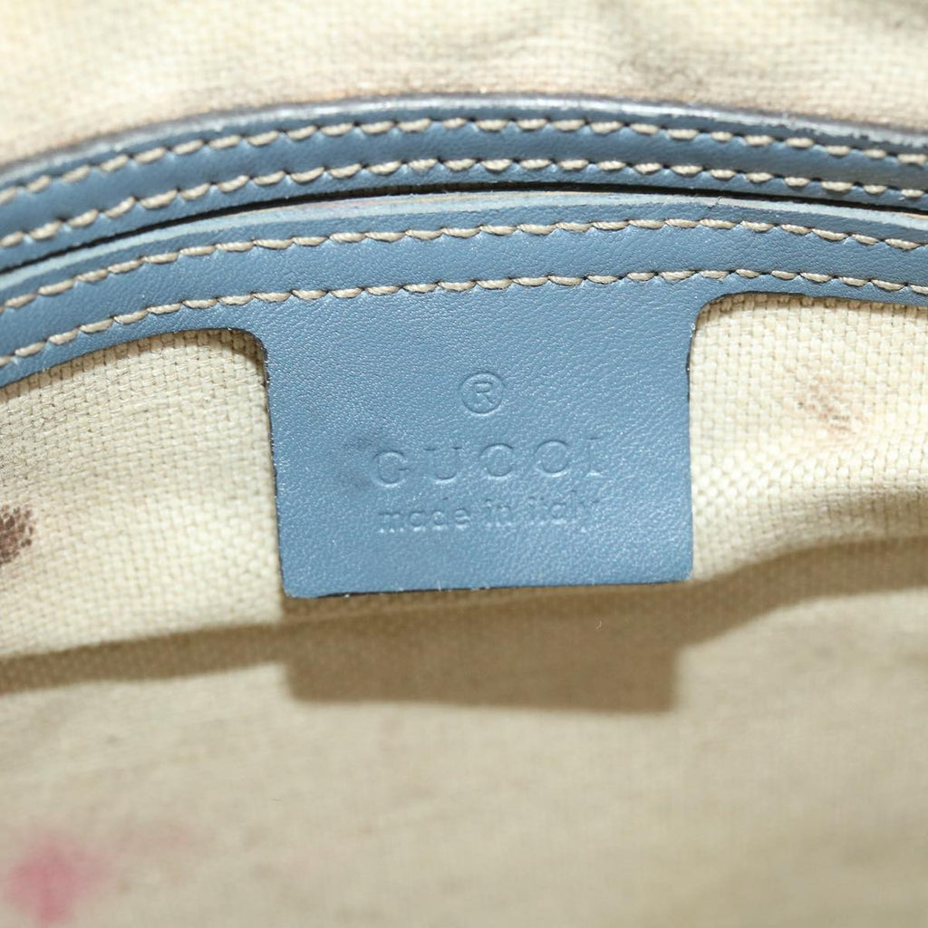 GUCCI GG Implementation Shoulder Bag PVC Leather Beige Blue 295257 40344