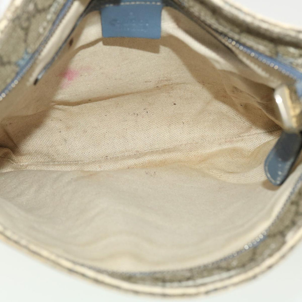 GUCCI GG Implementation Shoulder Bag PVC Leather Beige Blue 295257 40344