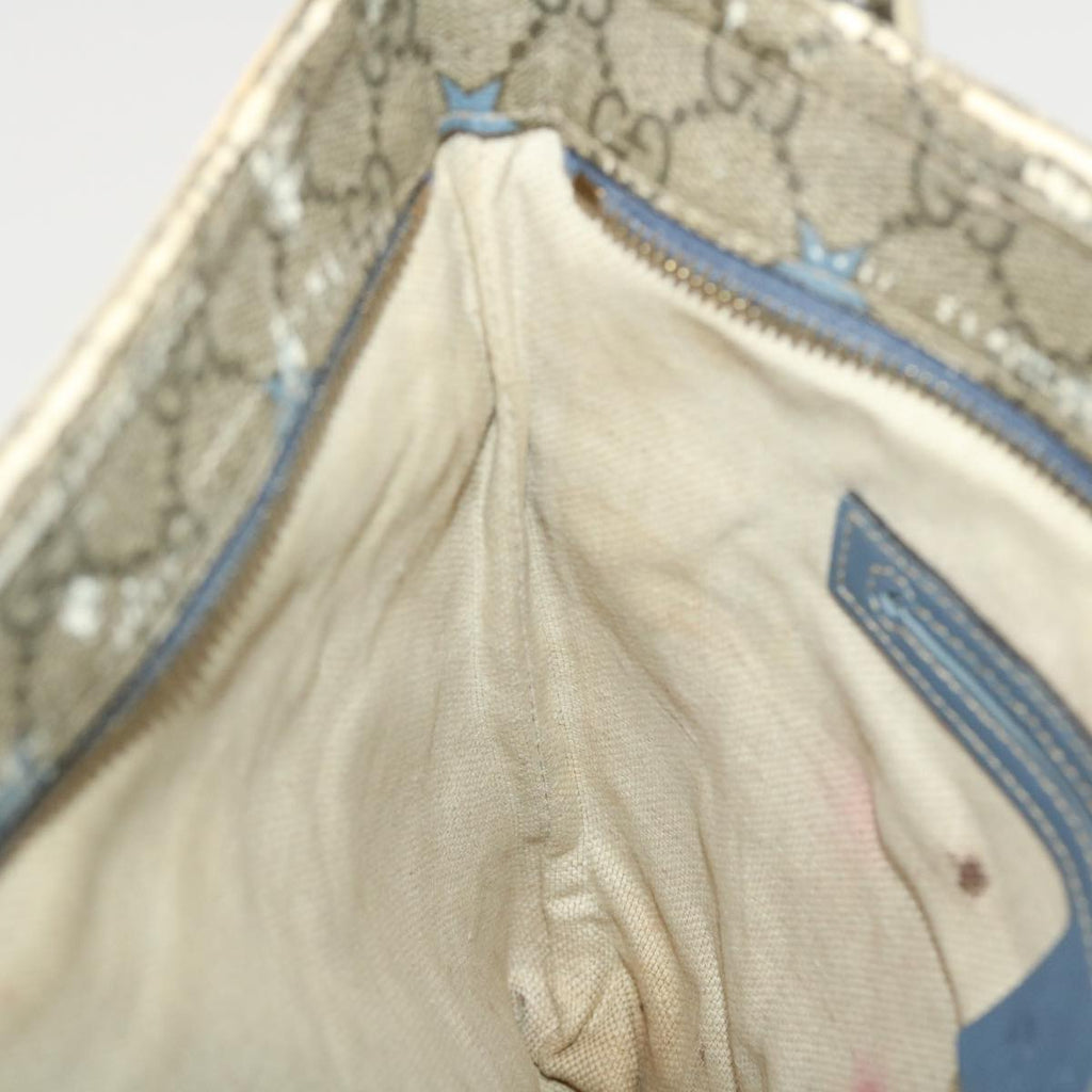 GUCCI GG Implementation Shoulder Bag PVC Leather Beige Blue 295257 40344